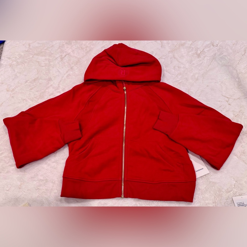 NWT LULULEMON SCUBA HOODIE FULL ZIP DARK RED GOLD ZIPPER SIZE XS / S - Picture 7 of 11